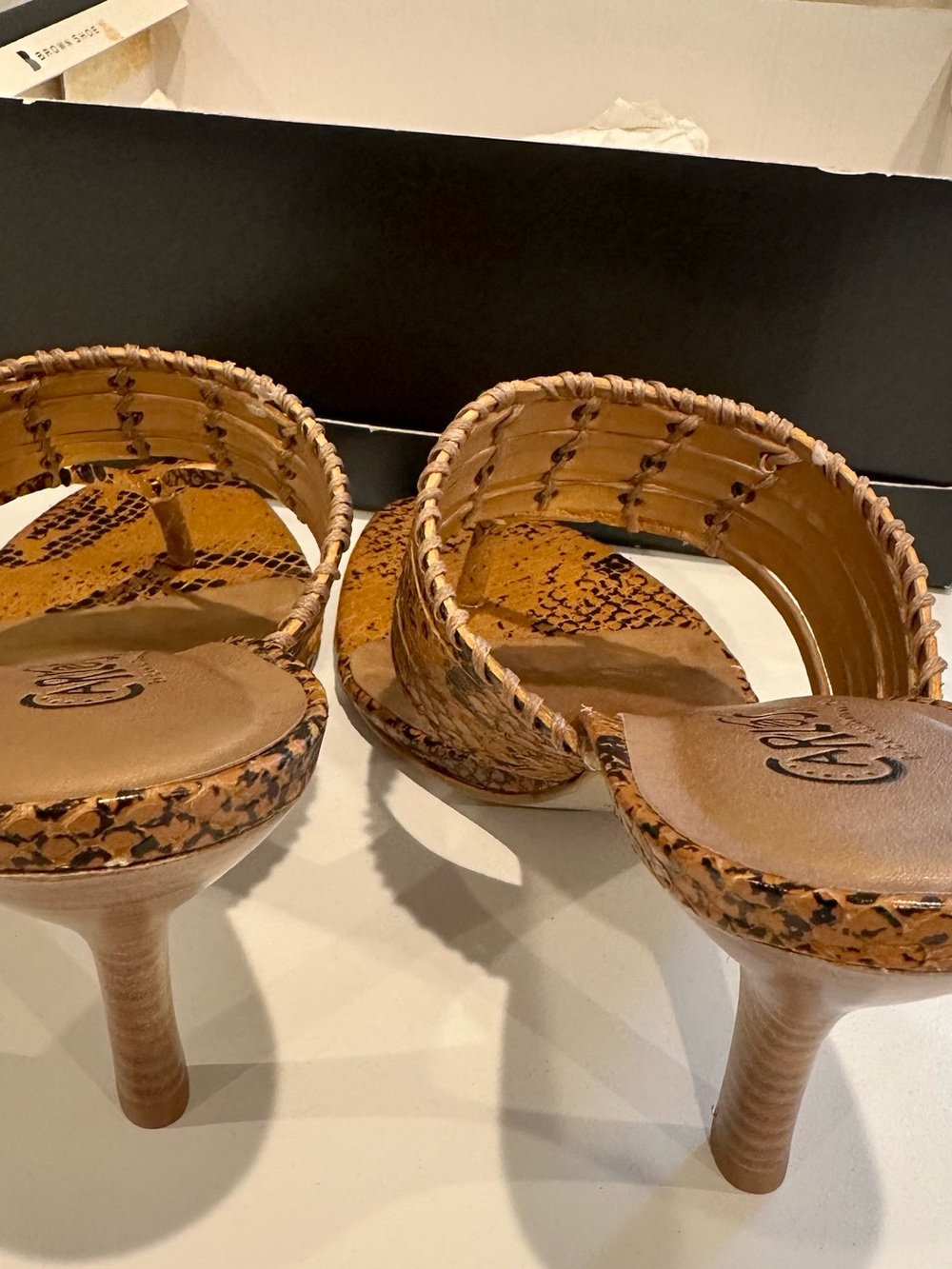 Carlos by Carlos Santana Brown Snake-Print Woven Slide Mules - Picture 3 of 3